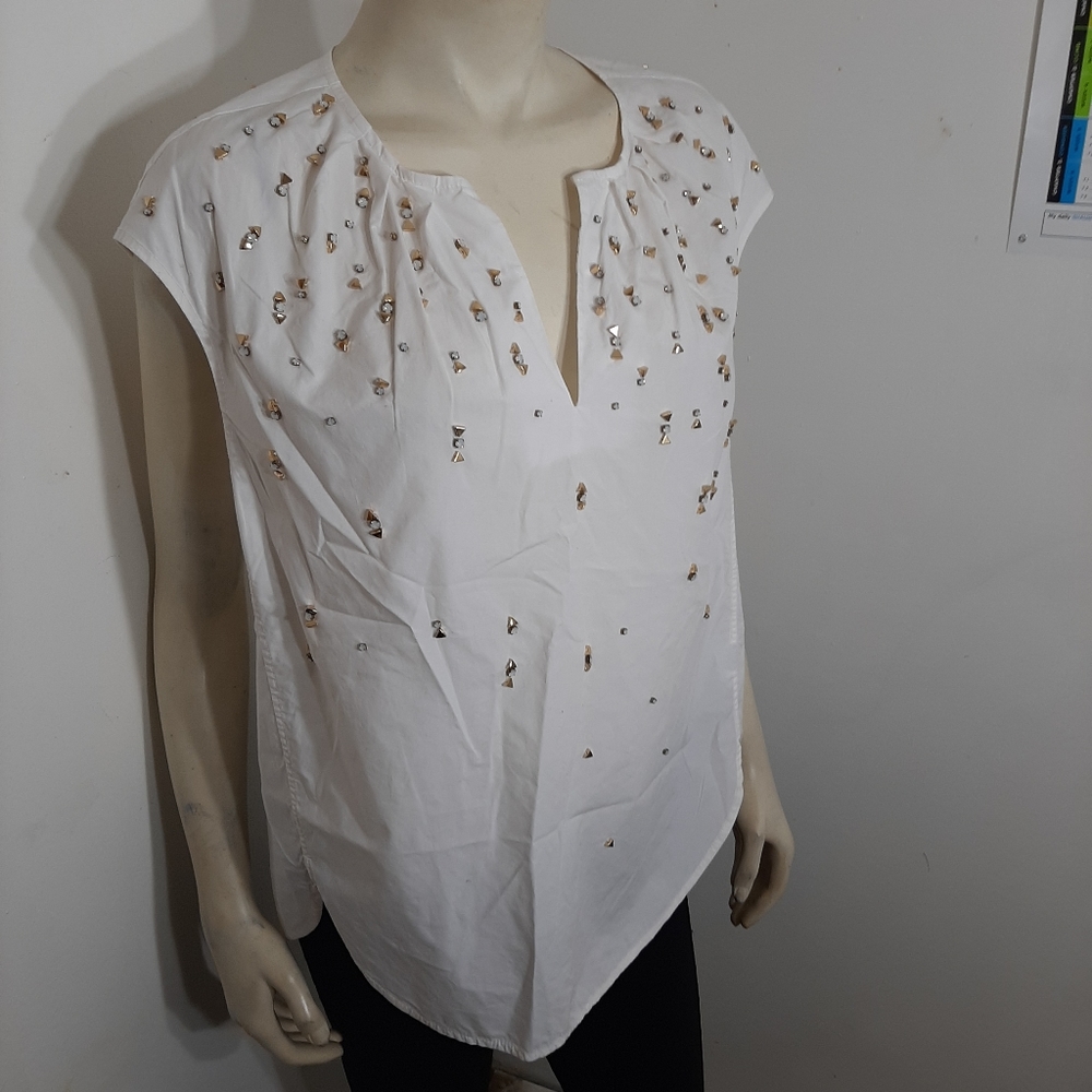 J.crew white Jewel Top Sz 10